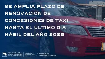 Imagen ilustrativa de un taxi con el título del comunicado y logo institucional. 