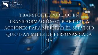 Imagen ilustrativa de unidad de bus con el título del comunicado y el logo de la institución.