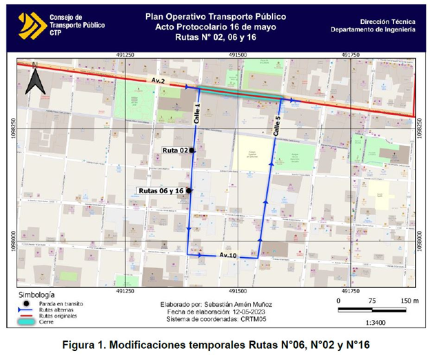 Croquis con los recorridos desviados de Barrio Luján y Barrio México